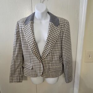 vtg miss pendleton large houndstooth virgin wool preppy blazer jacket wms 14 usa